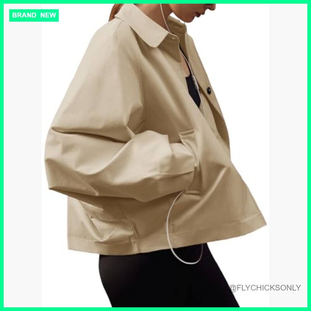 Polyester Cropped Jacket With Batwing Sleeves But… - image 4